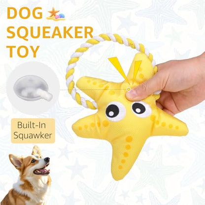 SCENEREAL Dog Toy for Small Medium Dogs- Floating Dog Toys Squeaky Toys for Water Pool Fetch, Halloween Starfish Shape Interactive Pet Chew Toy Outdoor Interactive Play