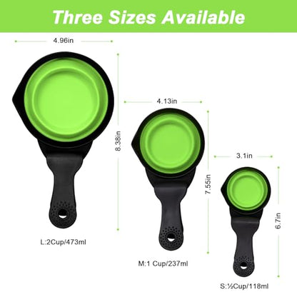 Collapsible Dog Food Scoop Foldable Pet Food Bag Clip 3 in 1 Multi-function Silicone Cat Food Measuring Cup Scoop Dog Food Scooper Pet Food Storage Clip (Green, 1/2 Cup Capacity(1 Pack)) - color: Green, size: 1/2 Cup Capacity(1 Pack)