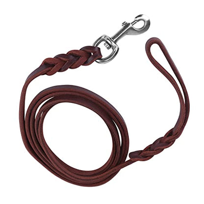 SUNGOOYUE Dog Lead Leash Leather Training Safety Rope 1.6m Padded Handle Lobster Clasp for Walking Running Hiking Medium Dogs (The Material Length is 2 Meters and the net Length) - size: The material length is 2 meters and the net length