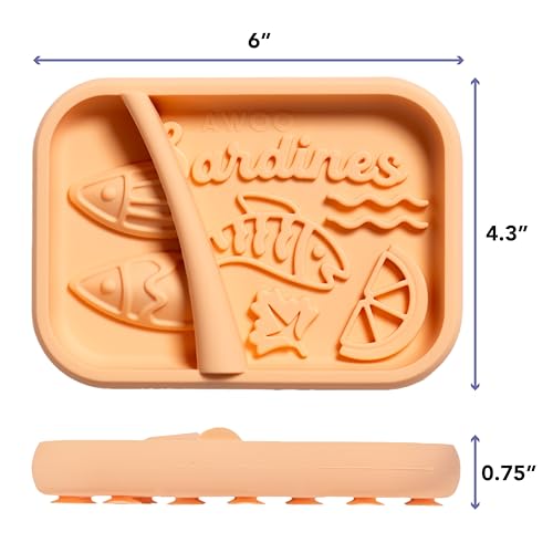 Awoo Sardina - Silicone Lick Mat + Slow Feeder for Cats & Small Dogs - Non-Slip Design with Suction Cups - Dishwasher Safe Pet Dish - Extends Mealtime and Reduces Anxiety - for Wet & Dry Food (Melon) - color: Melon