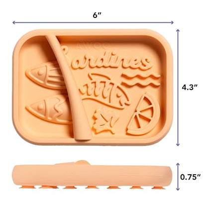 Awoo Sardina - Silicone Lick Mat + Slow Feeder for Cats & Small Dogs - Non-Slip Design with Suction Cups - Dishwasher Safe Pet Dish - Extends Mealtime and Reduces Anxiety - for Wet & Dry Food (Melon) - color: Melon