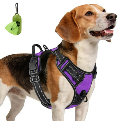 Joytale No Pull Dog Harness Medium Sized Dog, Reflective Pet Vest with Front Clip, Adjustable Soft Padded Harnesses with Easy Control Handle for Training and Walking, Purple, M - color: Purple, size: Medium