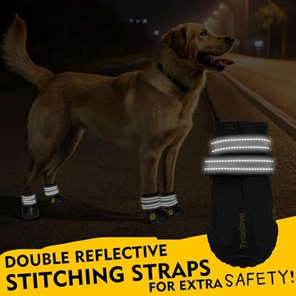 Expawlorer Dog Shoes for Large Dogs, Dog Shoes for Hot Pavement, Hiking Walking, Anti-Slip Rugged Sole,Waterproof Dog Booties for Outdoor Rain Days, All Weather Dog Boots & Paw Protectors (Black) - size: Size 4: 2.48"x2.18" (L*W) (Pack of 4)
