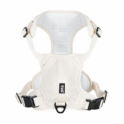 TUG Dog Harness with 2 Leash Connection Points | Adjustable, Padded, Lightweight | Handle on Back | No-Pull Front Clip (Medium, Cream) - color: Cream - Basic Harness, size: Medium