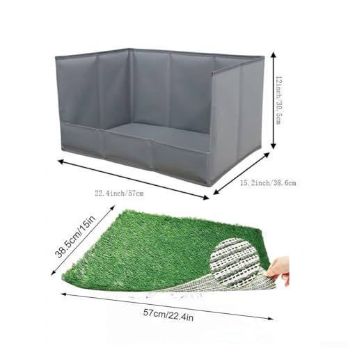 Foldable Dog Grass Pad with Tray, High Walls Pee Potty Trainer Large Medium Small Dogs, Portable Artificial Turf Mat, Control, Gray(Gray S) - size: Gray S