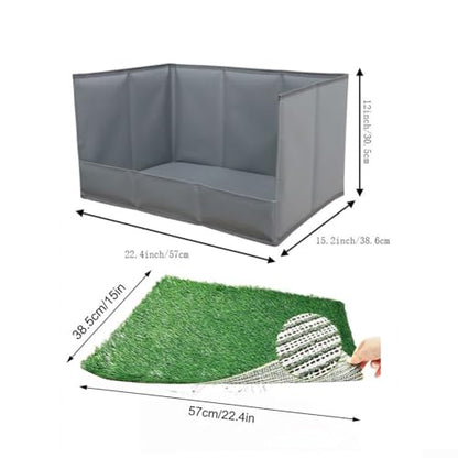 Foldable Dog Grass Pad with Tray, High Walls Pee Potty Trainer Large Medium Small Dogs, Portable Artificial Turf Mat, Control, Gray(Gray S) - size: Gray S