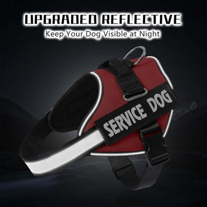 MUMUPET Service Dog Harness, No Pull Reflective Adjustable Vest with Handle, Soft Breathable Padding for Small Dogs, 2 Removable Velcro Patches (Red, S) - color: Red, size: Small