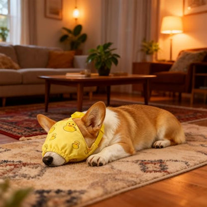 NACOCO Dog Calming Cap Eye Mask Ducks Nylon Shading Pet Anxiety Mask Muzzle for Grooming Anti Car Sickness (Yellow, L) - color: Yellow Duck, size: L