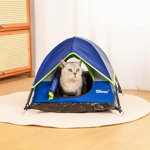 GDanes Blue Cat Tent, Large Cave Bed for Indoor Cats and Small Dogs with Soft Pad - 22" x 22" x 16" - color: Blue