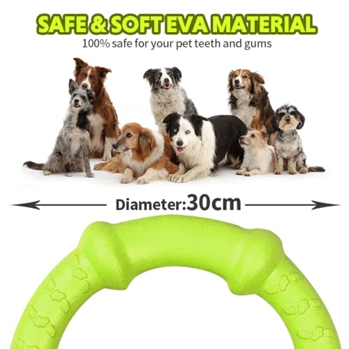 LaRoo Dog Toys for Medium/Large Dogs, Floatable Dog Flying Discs 3 Sizes Pool Toy, Interactive and Tug of War Ring Toy, Funny Fetch Teething Toys (Green, 11.8“) - color: Green, size: Large