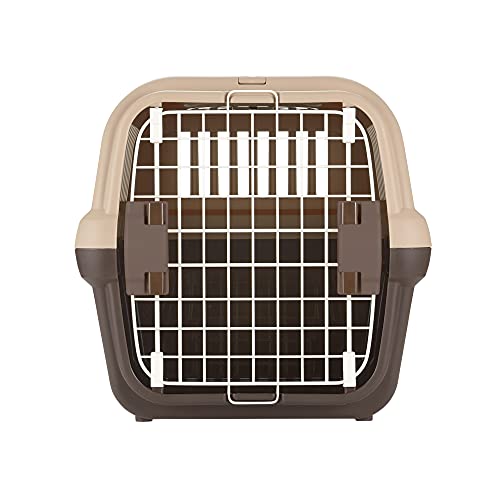 Richell Double Door Pet Carrier Medium, Travel Carrier for Small Dog and cat, up to 17.6 lbs., Soft Tan/Brown (80022) - color: Soft Tan/Brown