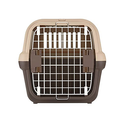 Richell Double Door Pet Carrier Medium, Travel Carrier for Small Dog and cat, up to 17.6 lbs., Soft Tan/Brown (80022) - color: Soft Tan/Brown