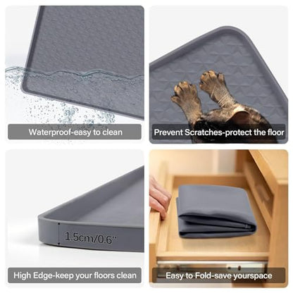 51" x26" Pee Pad Holder for Dogs Lanstics Puppy Pad Holder Silicone Pee Tray for Dog Training Floor Protection Raised Edge Dog Potty Tray, No Pee Pads(Grey) - color: 51" X26" Grey