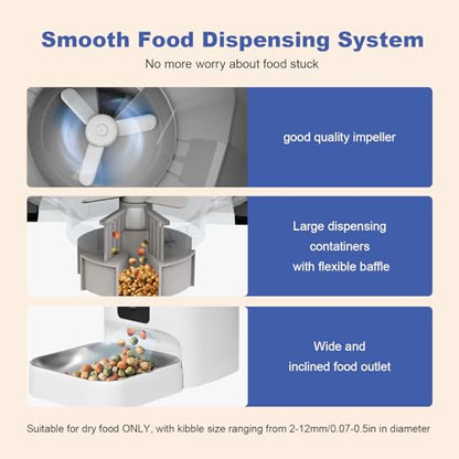 ANDOLL HOME 2.4G/5G Automatic Cat Feeder, 4L WiFi Food Dispenser with 10s Voice Recorder, Pet Feeder up to 10 Meals per Day, Timed Cat Feeder with Dry Food Sealed Ring (Matte White, 4.0 L) - color: Matte White