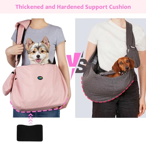Ownpets Pet Dog Sling Carrier Bag Adjustable Padded Strap Dog Hand Free Safe Mesh Pet Carrier for Small Medium Dog Cat (Pink) - color: Pink