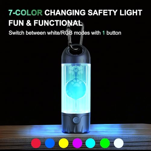 Tubasion 3-in-1 Dog Poop Bag Holder with Flashlight 7-Color, USB-C Rechargeable doggie bag holder for leash, IPX6 Waterproof Anti-Slip Clip Pet Waste Bag Dispenser for Walking (2 Dispensers, 60 Bags) - style: 2 Dispensers, 60 Bags