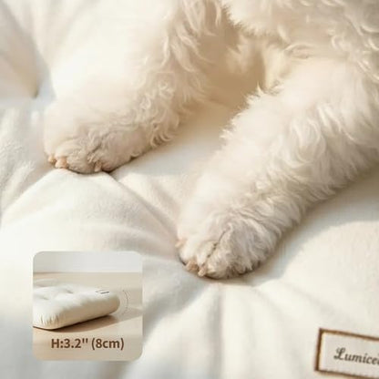 Washable Dog Bed Ultra Soft Plush Dog Crate Mat, Dog Bed for Crate, 3.2" Thick Dog Bed Mat, Kennel Pad for Small and Medium Dogs, Beige (Beige, 18" L x 18" W x 3.2" Th) - size: 18"L x 18"W x 3.2"Th