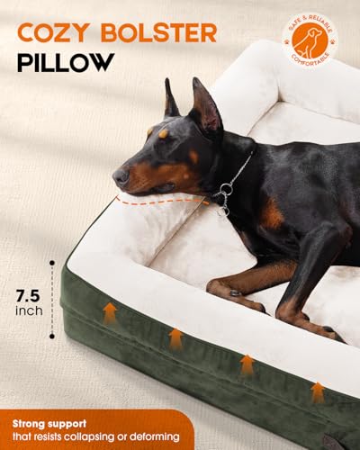 Upvilla XXL Orthopedic Dog Bed, Four-Sided Cushioned Egg-Shaped Foam Dog Sofa, Waterproof Removable Cover, Pet Sofa Bed with Non-Slip Base, Giant Dog Bed,Green - color: Green, size: 54"l X 36"w X 7.5"th