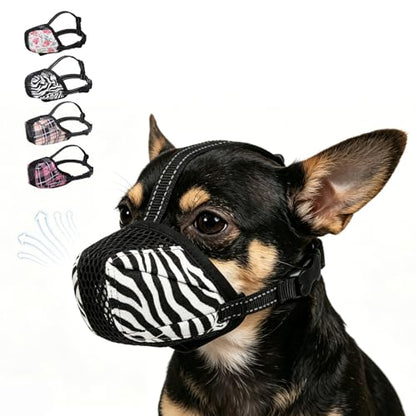 KOOLTAIL Dog Muzzle,Soft Breathable Dog Muzzles for Small Medium Large Sized Dogs to Anti Barking Grooming Biting,Reflective Adjustable Air Mesh Basket Muzzles, Allows Panting and Drinking - color: Tiger, size: X-Small