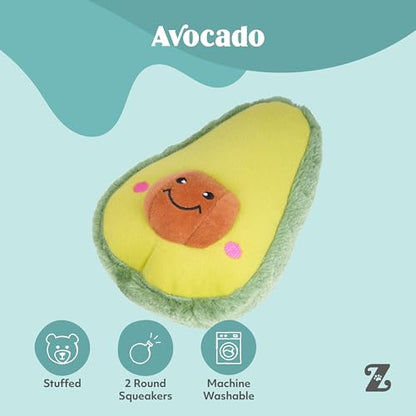 ZippyPaws NomNomz - Dog Squeaky Toys to Keep Them Busy, Funny Food Plush for Small, Medium, & Large Dogs, Cute Stuffed Puppy Toy, Pet Products, Gift for Dogs of All Breeds, Soft and Cuddly - Avocado - color: Avocado