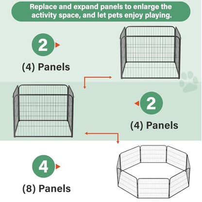 FDW Dog Playpen Kennel - 4 Panels, 24 Inch Height, Indoor/Outdoor Folding Metal Portable Puppy Exercise Pen, Heavy Duty Dog Fence for Yard, Camping - Black - style: 4 Panels