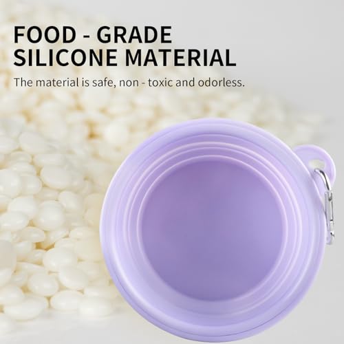Collapsible Dog Bowls 2-Pack, Portable Travel Dog Bowl with Carabiner, Food-Grade Silicone Pet Bowl for Hiking, Walking (Macaron Pink and Violet) - color: 12 OZ Macaron Pink and Violet