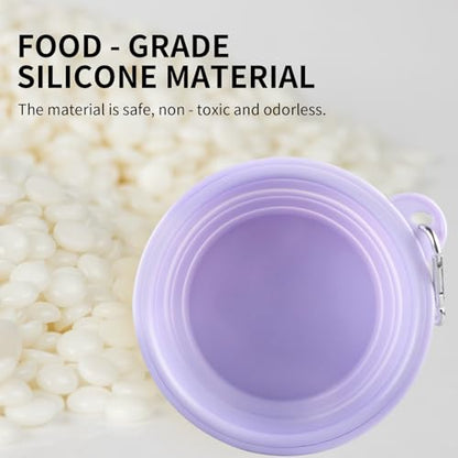 Collapsible Dog Bowls 2-Pack, Portable Travel Dog Bowl with Carabiner, Food-Grade Silicone Pet Bowl for Hiking, Walking (Macaron Pink and Violet) - color: 12 OZ Macaron Pink and Violet