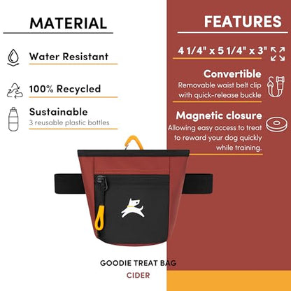 OllyDog, Goodie Treat Bag, Dog Treat Training Pouch | Magnetic Closure | 3 Ways to Wear | Hands-Free Waist Belt | Water-Resistant Recycled Vegan Fabric (Cider) - color: Cider