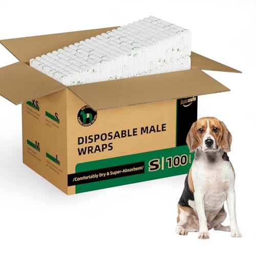 IMMCUTE Small Dog Diapers Male 100 Ct, Male Dog Diapers Disposable with Wetness Indicator, Adjustable Dog Belly Bands, for Excitable Urination, Male Marking - size: Small (100 Ct)