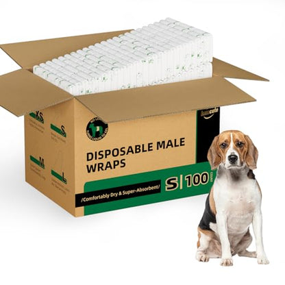 IMMCUTE Small Dog Diapers Male 100 Ct, Male Dog Diapers Disposable with Wetness Indicator, Adjustable Dog Belly Bands, for Excitable Urination, Male Marking - size: Small (100 Ct)