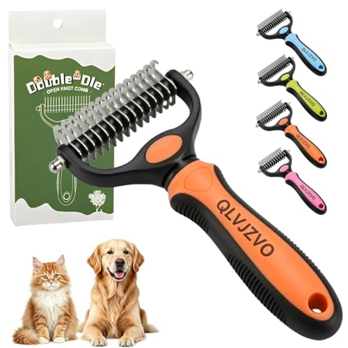 Pet Grooming Tool for Dogs and Cats, Dual-Sided Pet Comb, Professional Deshedding Tool, Pets Hair Remover Shedding, Long Haired Dog Brushes, Undercoat Combs Supplies, Cat Brush Rake - color: Orange-S