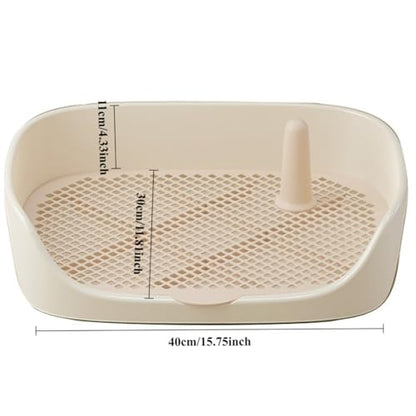 Dog Toilet Training Potty Tray, Reusable Training Pad Holder Pet Bedpan, Indoor Puppy Potty Trainer for Small Dogs Puppies and Small Animals 15.75''LX11.81''WX4.33''H (Beige) - color: Beige