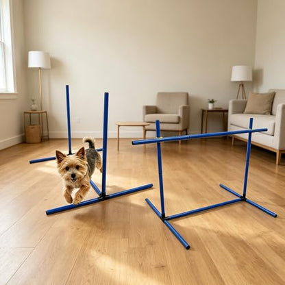 2.6 FT Dog Agility Jumps Adjustable Dog Jump Hurdles & Weave Poles | Dog Agility Jumping Hurdles Complete Obstacle Course Gear for Indoor/Outdoor Use & Daily Agility Training