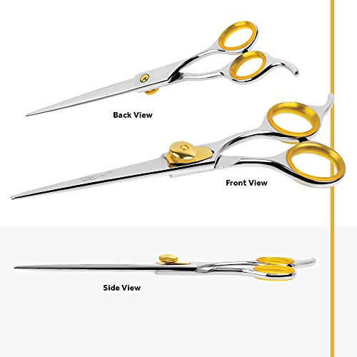 Sharf Gold Touch Pet Grooming Shear | Straight Cat & Dog Grooming Scissors | 6.5 Inch | 440c Japanese Stainless Steel Pet Dog Shearing Scissors | Animal Shears with Removable Comfort Rings - size: 6.5 Inches, style: Straight Scissors - Blunt Tip
