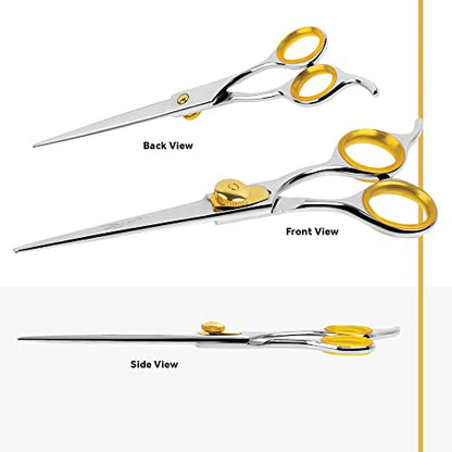Sharf Gold Touch Pet Grooming Shear | Straight Cat & Dog Grooming Scissors | 6.5 Inch | 440c Japanese Stainless Steel Pet Dog Shearing Scissors | Animal Shears with Removable Comfort Rings - size: 6.5 Inches, style: Straight Scissors - Blunt Tip