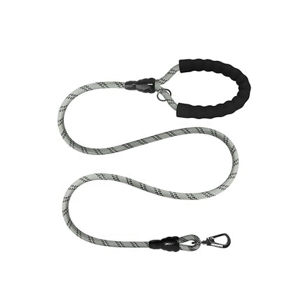Homapet. Braided Rope Dog Leash 6 Ft with Comfortable Padded Handle Reflective Threads with Poop Bag Dispenser for Large Dogs (Light Grey-Black 6FT-1/2) - color: Light Grey-Black