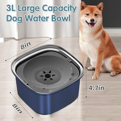 UPSKY 3L Dog Water Bowl 101oz Stainless Steel No Spill Large Capacity Dog Food Water Bowl Slow Water Feeder, Spill Proof Pet Water Dispenser Vehicle Carried Travel Water Bowls - color: I-Dark Blue