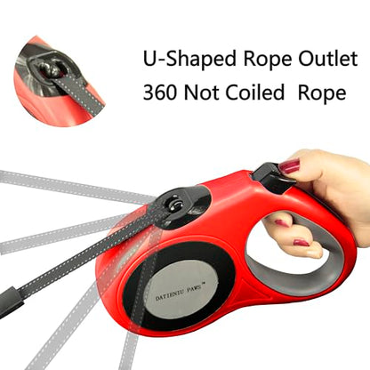 XL 16FT Retractable Dog Leash for Large Dog up to 120 lbs, Chew Proof Steel Wire Extender, One-Hand Brake & Lock, Tangle-Free Heavy Duty Walking Leash XL RED - color: Red