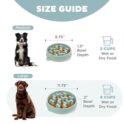 Outward Hound Fun Feeder Slo Bowl – Large 4‑Cup Capacity, Slow Feeding, Medium to Large Dogs, Non‑Slip, Sage, Notch Pattern - color: Sage, size: Large