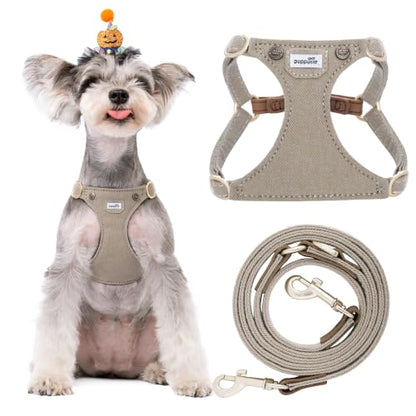 Puppytie Small Dog Harness with Multifunction Dog Leash,Lightweight Soft Adjustable No Choke Escape Proof Pet Harness Vest Pet Harness Vest,Denim Mocha Brown,S - color: Pocket-Brown, size: S