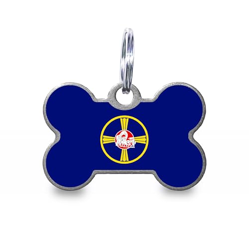 Omaha Flag Personalized Dog Tag Custom Engraved Stainless Steel Pet ID Tag with Silencer and Split Ring, Bone - color: Omaha Flag, size: Bone