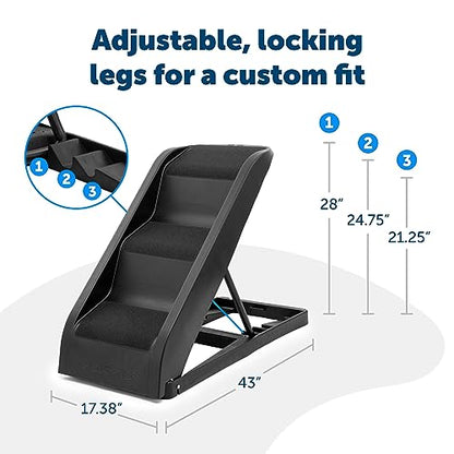 PetSafe Happy Ride Side Door Dog Stairs for Cars & SUVs, Foldable Back Seat Dog Steps with 3 Heights