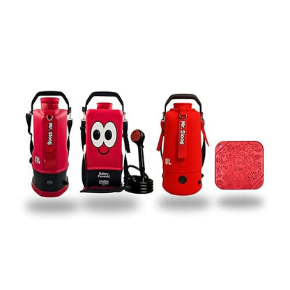 Portable Pet Wash Station - Dog Warm Water Washer with Brush and Water Head, Battery Powered, 5L Blue & 8L Red Models Available (Red, 8L) - color: Red, size: 8L