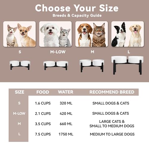 Dog Bowls Elevated - Ceramic Raised Dog Bowl with Non Slip Steel Stainless Stand - No Spill and Heated Feeding Station - Food and Water Dish Set for Medium to Large Pet - Each Holds 7.5 Cups – Green - color: Green, size: 2 Bowls - 7.5 Cups Each