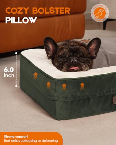 Upvilla Orthopedic Dog Bed, Four-Sided Cushioned Egg-Shaped Foam Dog Sofa, Waterproof Removable Cover, Cat Bed with Non-Slip Base, Small Pet Bed,Green - color: Green, size: 24"l x 18"w x 6"th