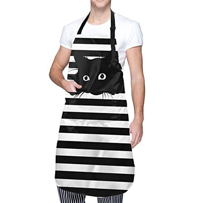 Perinsto Dog Cat Pets Cute Animals Waterproof Apron Bibs for Grooming Kitchen Cooking Baking Painting Gardening - color: Funny Cat (Black)