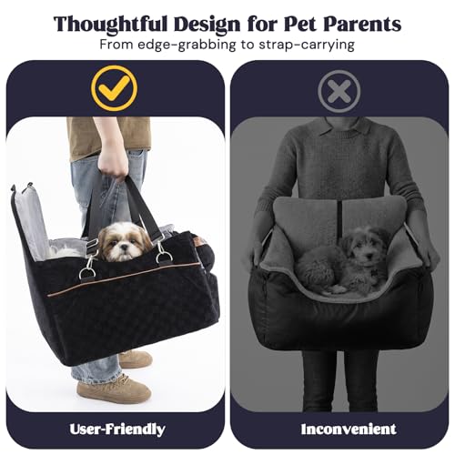WOOCHPET Dog Car Seat for Small Pets Sturdy Puppy Booster Bed with Elevated Window View Washable Travel Carrier up to 35 Lbs - size: Medium