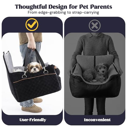 WOOCHPET Dog Car Seat for Small Pets Sturdy Puppy Booster Bed with Elevated Window View Washable Travel Carrier up to 35 Lbs - size: Medium