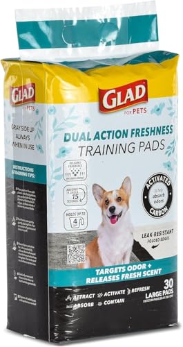 Glad for Pets Dual Action Freshness Activated Carbon Puppy Pads, Fragrance Release, Scented Odor Control, 6-Layer Leak-Proof, Pheromone Attractant, 23 x 23 Inch, 30 Count - 6 Pack - size: 30 Count (Pack of 6)