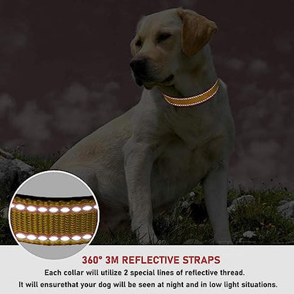 Reflective Dog Collar with Buckle Adjustable Safety Nylon Collars for Small Medium Large Dogs, Brown XS - color: Brown, size: X-Small :Width 5/8",Neck 8-12"